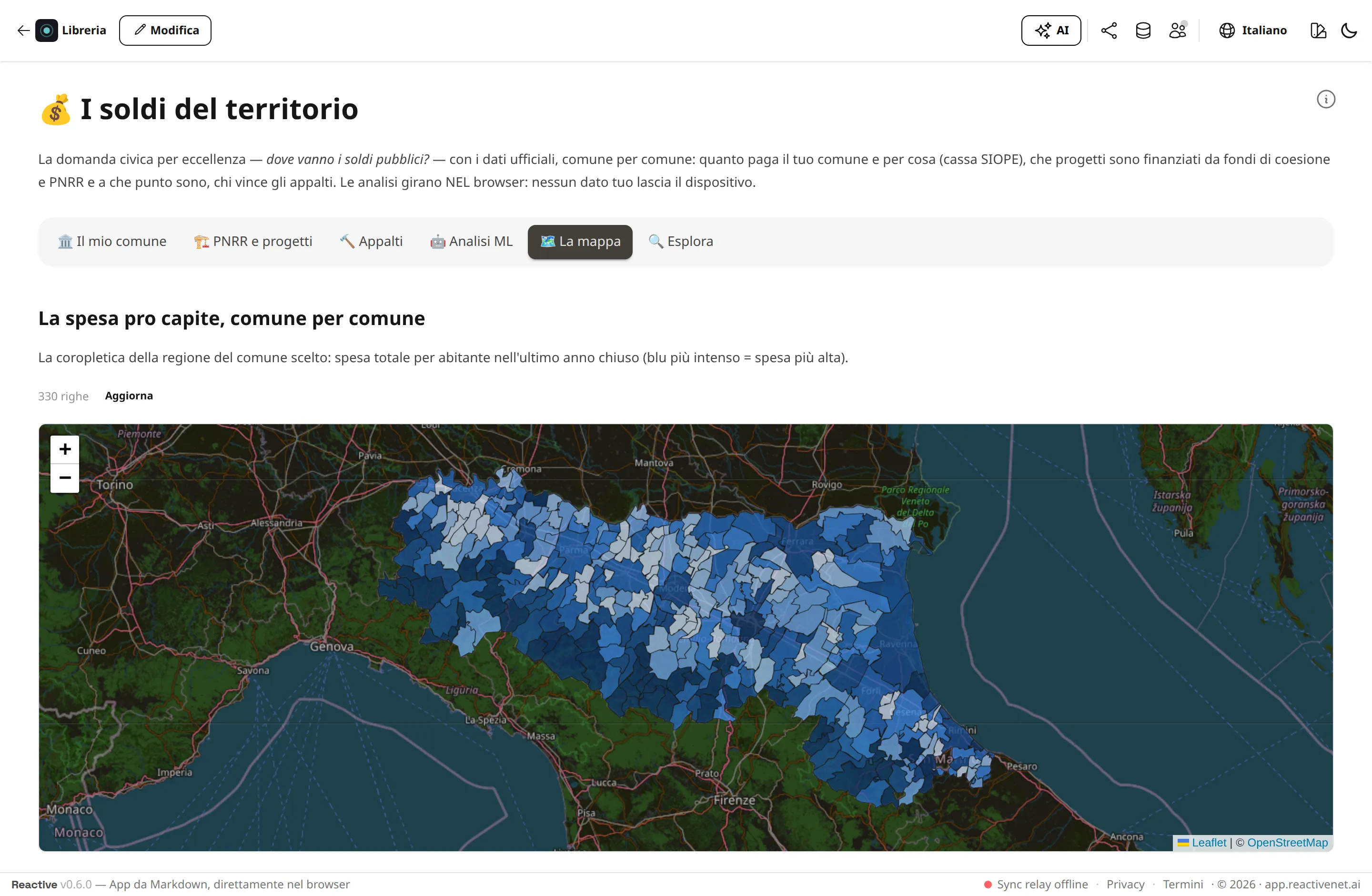 Coropletiche regionali costruite da una query